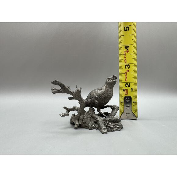 Rawcliffe Pewter Quail on a Tree Stump Limb Wildlife Bird Vintage - Picture 10 of 10